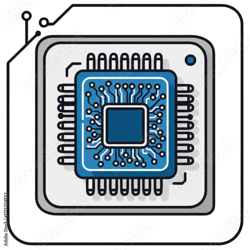 Vector Microchip with Bold Outlines