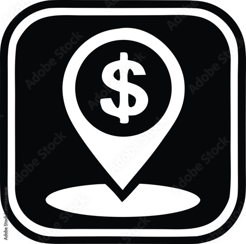 Location pin with dollar sign icon symbolizing financial mapping business and currency tracking services online