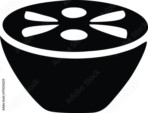 Bold black silhouette of a fresh citrus fruit slice iconic symbol for refreshment and natural goodness simple graphic representation