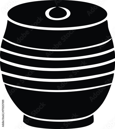 Classic wooden barrel silhouette for rustic designs and storage concepts simple object art