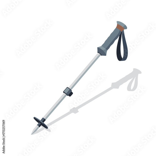 A detailed illustration of a single trekking pole, designed for outdoor hiking and providing support.