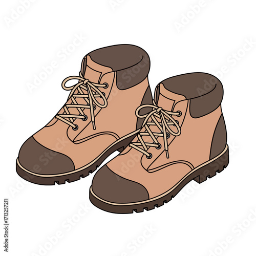 Pair of light brown hiking boots with dark brown accents.
