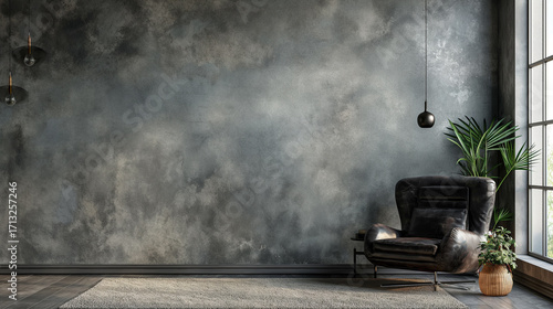 Sala de estar retrô com poltrona marrom