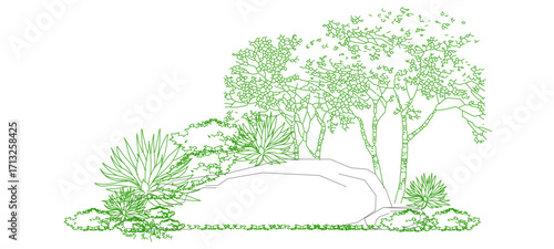 front View Vector Icons of Trees and Plants for Floor Plan and Architectural Design Projects	