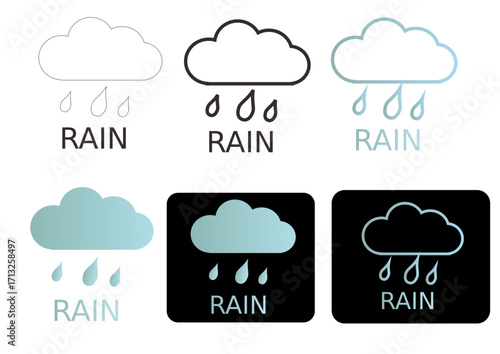 Versatile Rain Icons SVG, Line Art, and Filled Styles