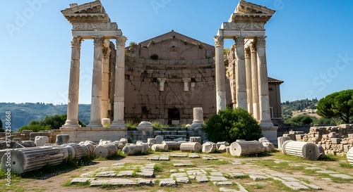 Ancient Roman Ruins of a Temple in Italy.