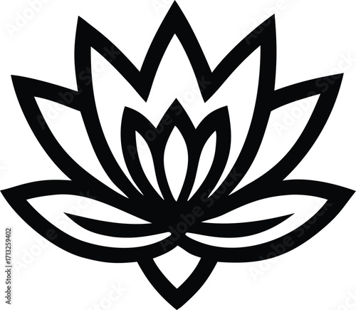 Elegant black lotus flower symbol represents purity peace and enlightenment stylized design