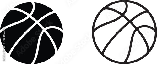 Basketball black and white vector illustration for sports and recreation