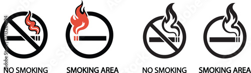 No smoking and smoking area signs vector illustration design set