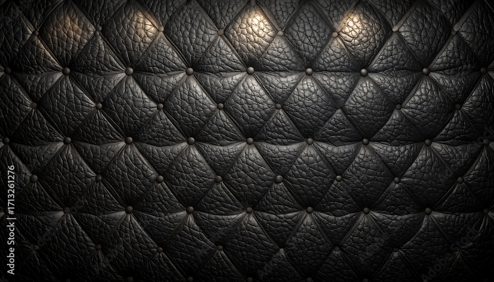 Fototapeta premium Dark black leather with diamond quilted pattern