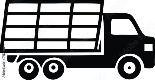 Simple silhouette of a delivery truck with a cargo bed ready for transport and logistics symbolizing shipping and transportation services