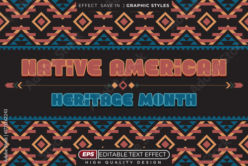 Editable 3d text effect native american heritage month with decorative background pastel color style