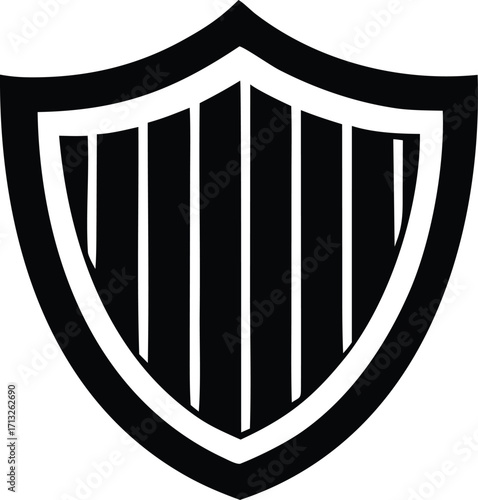 Modern shield emblem symbol icon for security protection safety and defense logo design element graphic