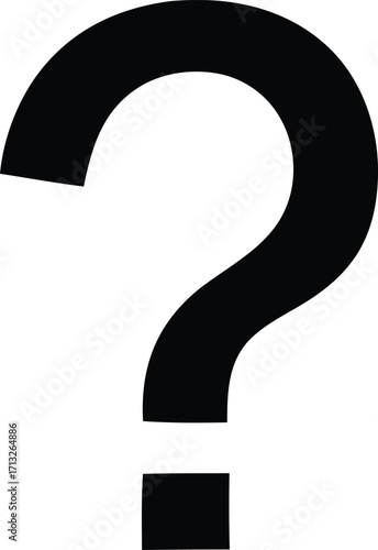Bold black question mark symbol for curiosity uncertainty inquiry and information seeking needs