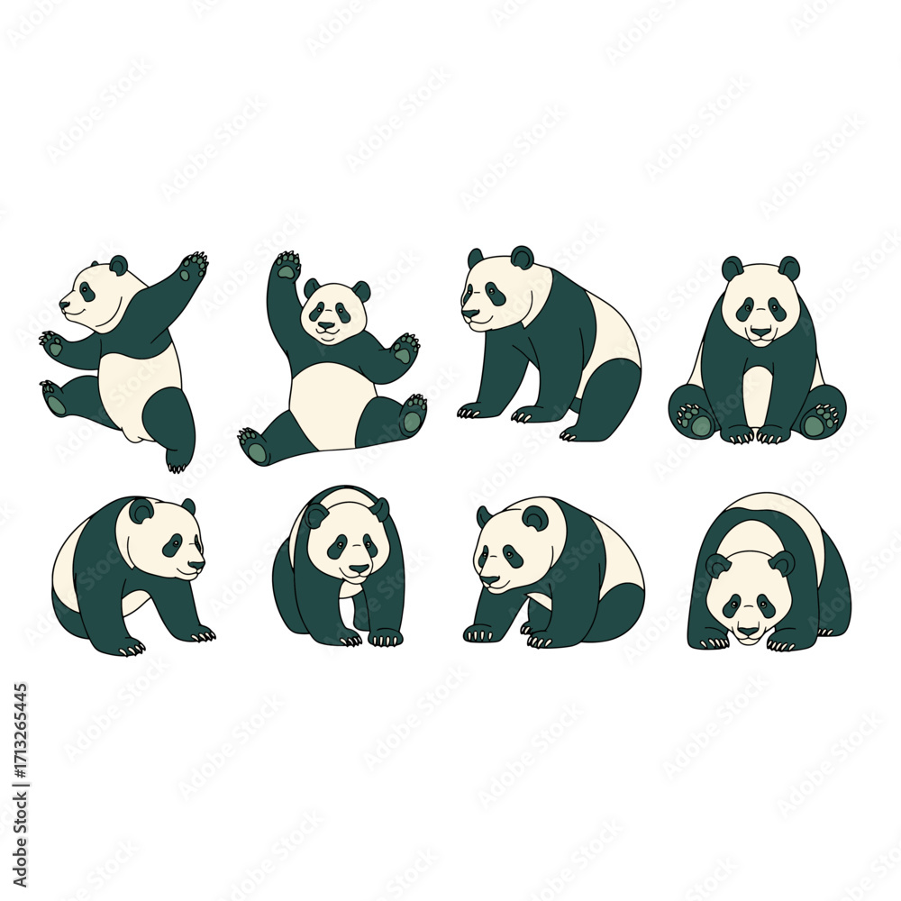 Obraz premium Adorable Giant Pandas in Playful Poses Isolated on Transparent Background for Commercial Use