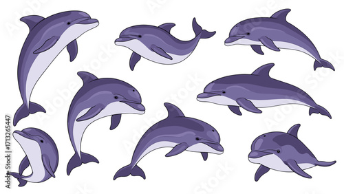 Joyful playful dolphins swimming gracefully in the ocean a symbol of freedom and happiness isolated on transparent background