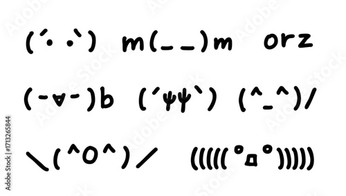手書きの顔文字のイラストセット