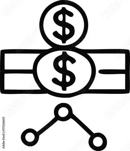 Conceptual image of money transfer and financial connections symbolizing digital currency exchange and networked finance transactions