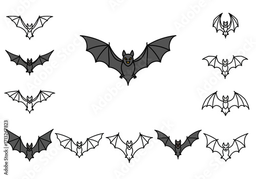 Numerous bats in various cartoon styles fill the frame