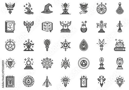 Various occult and mystical symbols and objects