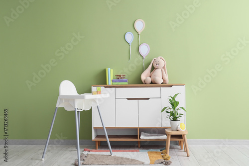 Interior of room with baby ...