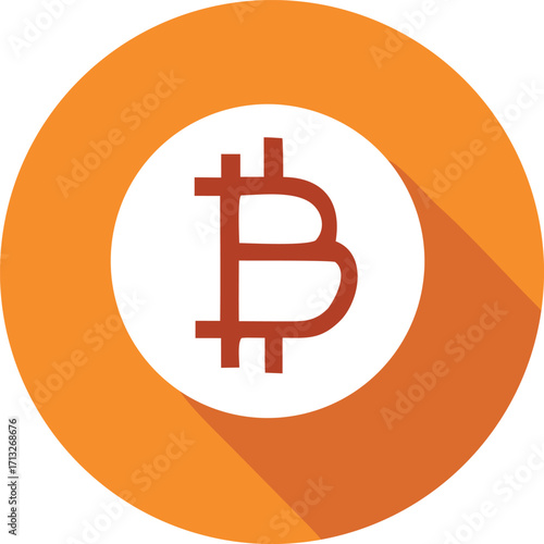 Bitcoin symbol icon orange circle flat design digital currency cryptocurrency finance technology modern