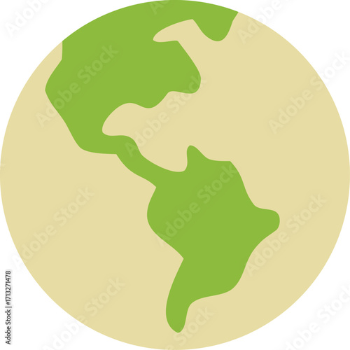 Stylized green planet earth globe showing americas continents abstract design for global concepts and earth day celebration