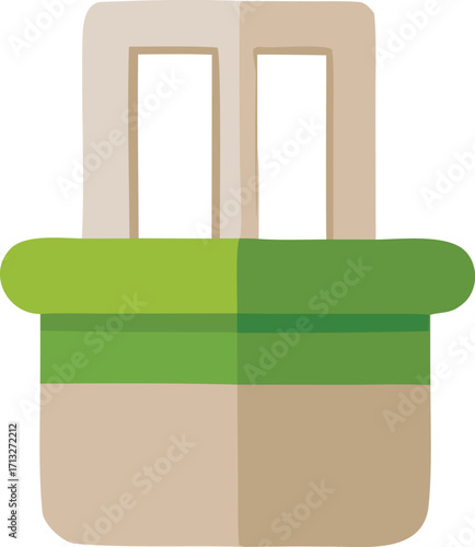 Stylized modern rendering of a wooden paper shredder with green and beige elements capturing office efficiency and data security