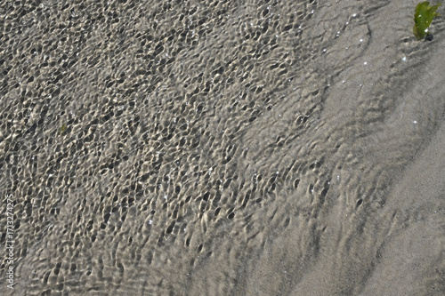 Abstract Texture of Water Surface on beach with water ripple reflection and sand beach