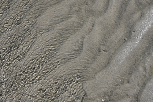 Abstract Texture of Water Surface on beach with water ripple reflection and sand beach