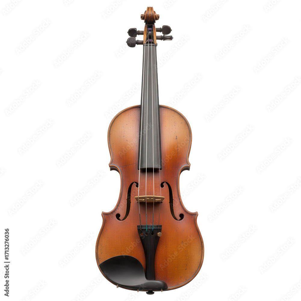 Naklejka premium Antique Violin with Worn Brown Finish on Transparent Background