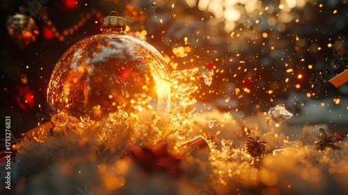 Sparkling Christmas Ornament with Beautiful Warm Light Effects for Holiday Celebrations