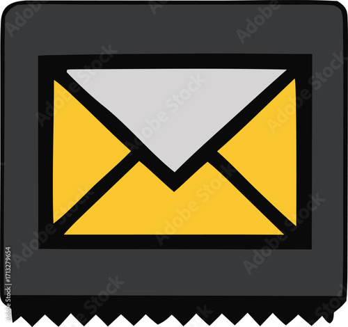 Simple and stylized email envelope icon symbolizing communication and messages ideal for digital interfaces and apps.