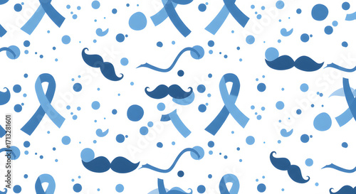 Wallpaper Mural image background with mustaches and ribbons in blue november Torontodigital.ca