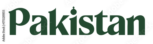 Pakistan Text Logo in Dark Green with Mosque-Inspired Typography for National, Cultural, and Tourism Designs on Transparent Background