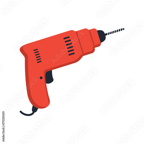 Electric drill ilustration isolated on white