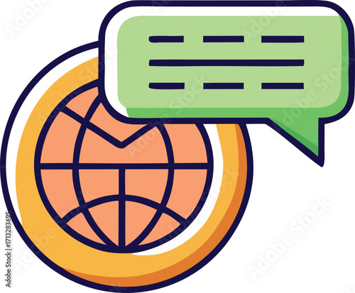 Global communication icon representing worldwide internet messaging and online connection concepts