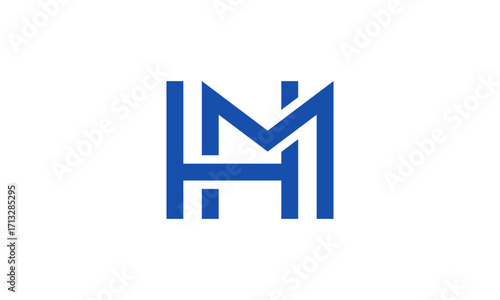 Blue Initial Letters HM Logo Monogram H M
