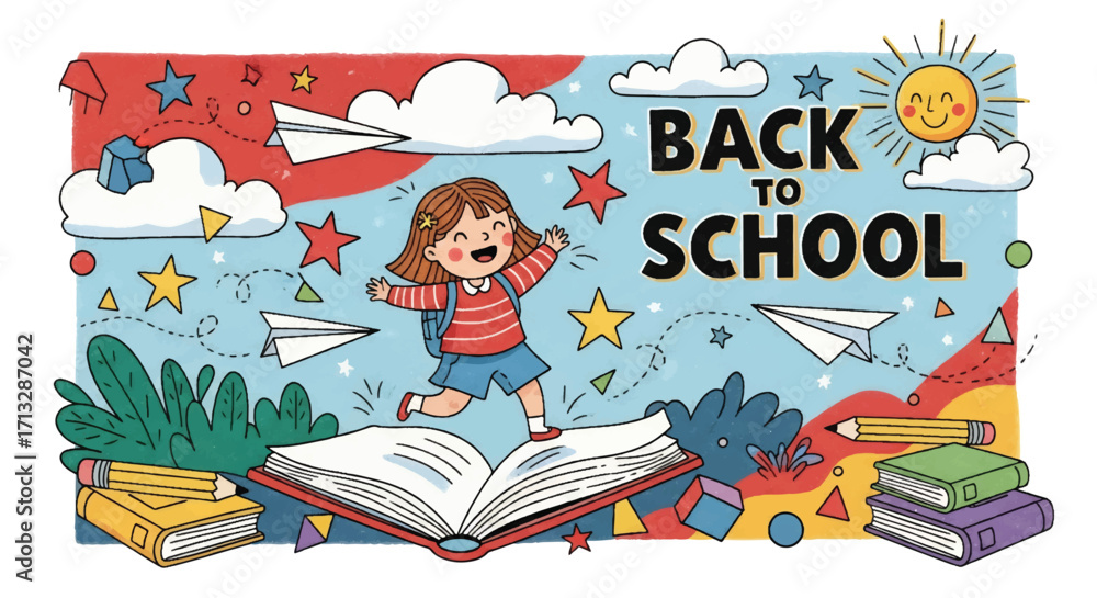 Obraz premium Adobe illustrator artwork vector illustration. Two happy children, one holding an 