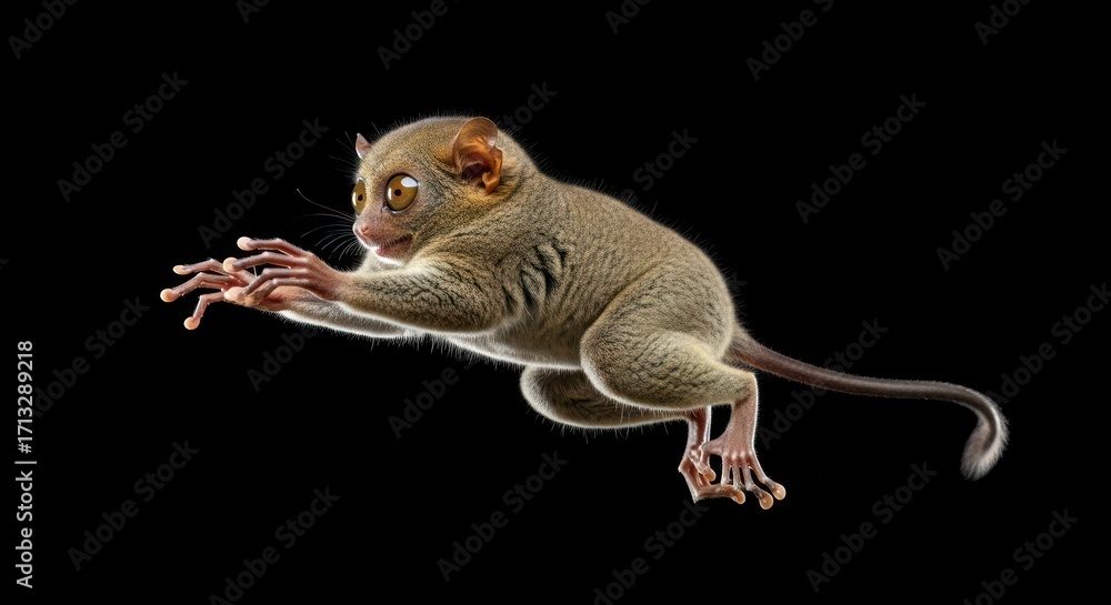 Obraz premium Tarsier in captivating studio shot displaying its unique features against darkness