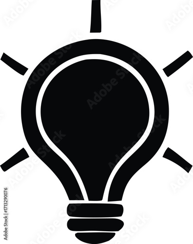 Simple black light bulb icon representing innovation and bright ideas for creative projects and business concepts