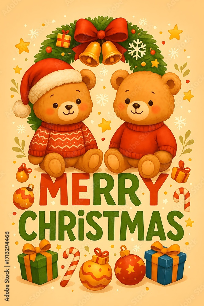 Fototapeta premium Joyful Merry Christmas Image with Happy Children