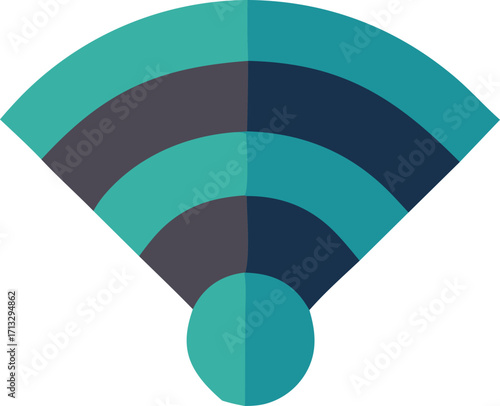 Modern flat design wi-fi signal icon representing wireless connectivity and internet access in a clean graphic style