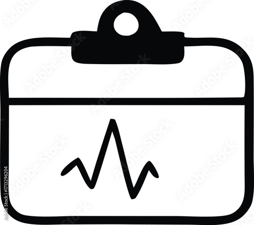 Medical clipboard with heartbeat icon representing health checkup and vital signs monitoring for healthcare documentation