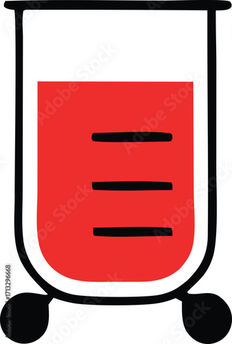 Close-up of a beaked beaker filled with red liquid and measurement markings showcasing scientific experimentation and laboratory research concepts for educational purposes.