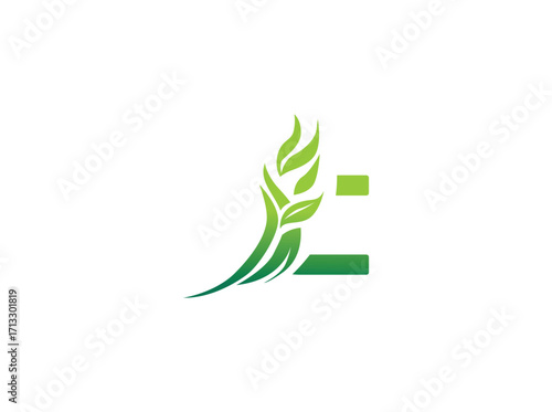 Abstract green biotechnology agriculture logo design featuring leaf and DNA helix elements. Modern eco-friendly emblem symbolizing innovation in farming, biotechnology, sustainability, and organic c