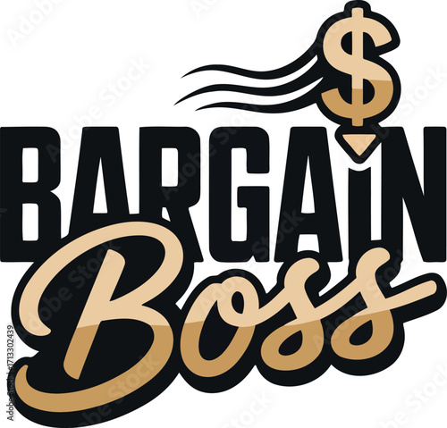 Bargain Boss Typography Design with Dollar Sign Accent for Retail Sales and Business Promotions