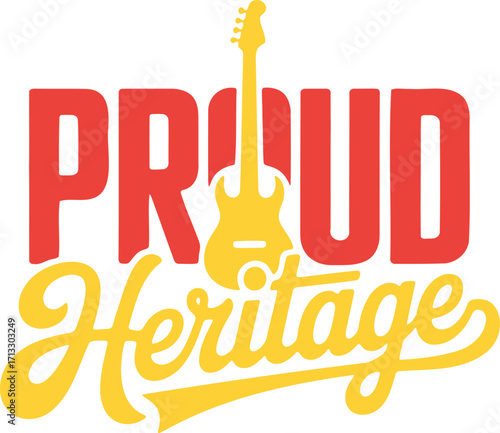Proud Heritage Design with Guitar Silhouette Celebrating Cultural Roots and Ancestry
