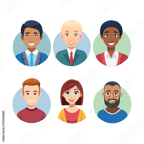 Smiling multiethnic diversity people avatar set. Different men and women characters collection. Isolated vector illustration.