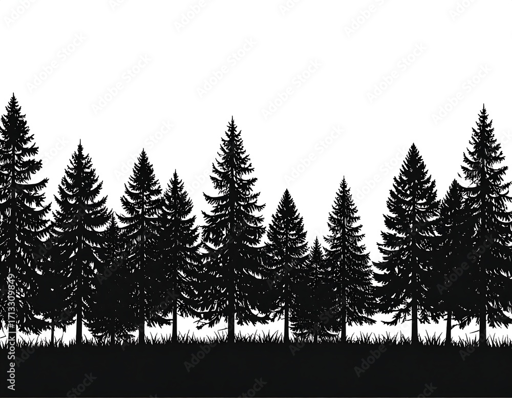 Obraz premium Silhouette of a forest of trees